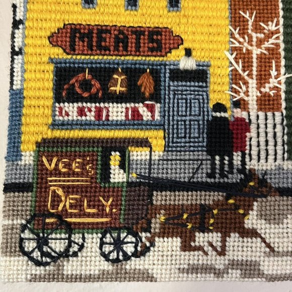 Vintage 1984 Main Street Store Front Needlepoint Handmade Cross Stitch Completed - Picture 9 of 16